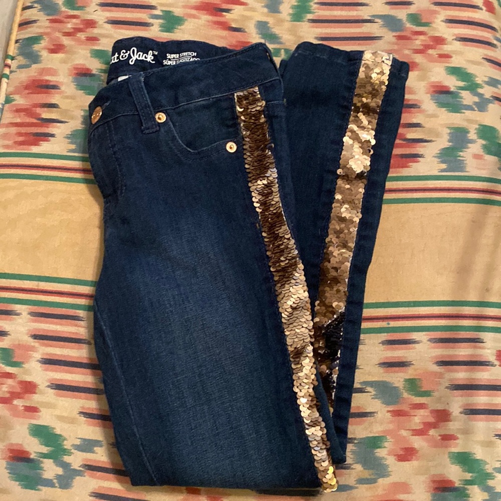 Cat & Jack Girls Skinny Jeans with Sequins  size 8
